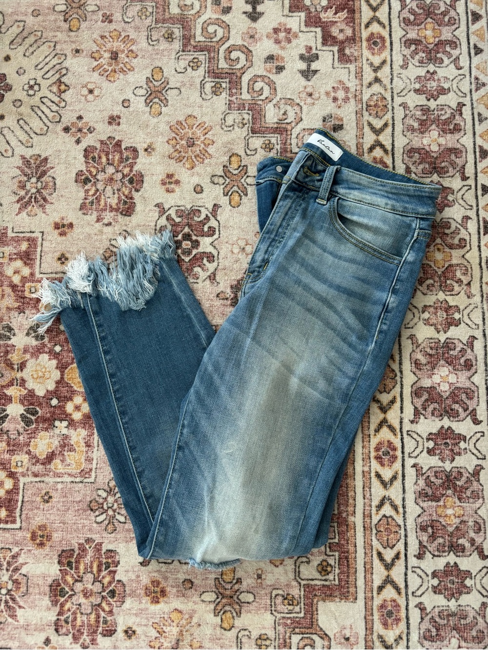 KanCan Light Blue Distressed Ankle Jeans with Frayed Hem